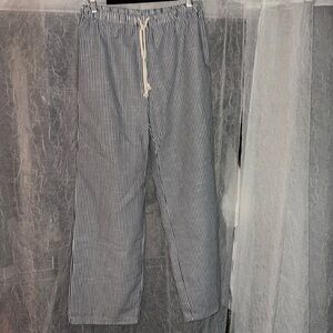 Navy blue striped linen pants